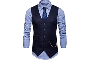 SHOWU RONGKIM Gilet de costume sans manches à double boutonnage, coupe ajustée, pour homme