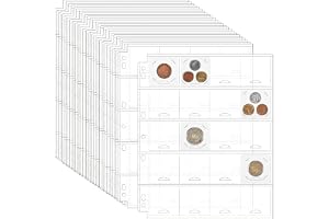 Uncle Paul CS5425 Förpackning med 500 myntfickor – 25 sidor, fickor 54 x 52 mm för 50 x 50 mm klaffar – 7-hålsmönster (A4/Letter)