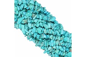 OUUBUUY 260 cuentas de cristal turquesa azul natural de 5 mm a 8 mm, cuentas de piedras preciosas irregulares con agujeros para bricolaje para pulseras, collares, aretes, joyería, manualidades, 33 pulgadas