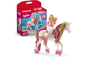 Schleich 70593 Bayala Figurine Sirène Feya sur Licorne de mer- Set de 3 Pièces - Figurines Poupée Princesse Scintillante et Licorne avec Accessoires, pour Garçons et Filles de 5-12 Ans
