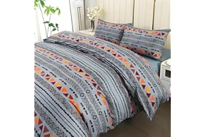 DECODEKO Juego Funda Nórdica 4 Piezas para Cama 150 - Funda Nordica 240x220cm, Bajera 150x200cm, 2 Fundas Almohada 50x75cm, Estampado Geométrico Gris, Microfibra Suave Transpirable