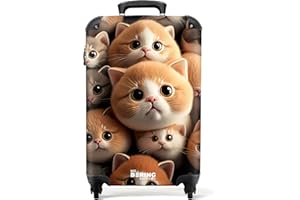 NoBoringSuitcases.com® Kinderkoffer Kinder Reisekoffer Koffer fürs Handgepäck Trolli Geschenke - Katzen - Haustiere - Jungen - Mädchen - Kindergepäck Trolley, 55x40x20