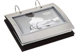 SHUDEHILL Joe Davies Silver Colour Free Standing Flip Album-Holds 50 of 6 x 4 Inch Photos, Metal