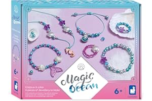 Janod - 6 Bijoux à Créer - Thème Sirènes - Les Ateliers Bijoux - Kit Loisir Créatif Enfant - Apprentissage Motricité Fine et Concentration – Dès 6 Ans – J09126