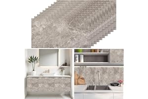 Warmiehomy Marble Tile Stickers 60x30cm 30Pcs Thicken Self Adhesive Wall Tiles Waterproof,Peel and Stick on Vinyl Marble Tiles for Living Room Bedroom Bathroom Kitchen Splashback,Grey Crackles