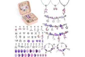 AUAUY Kolorowe kryształowe koraliki DIY bransoletka - fioletowa, Prezent dla Dziewczynek 5-12 Lat Dziecko, Zestaw Do Tworzenia Bransoletek Charms, Zestaw Do Tworzenia Biżuterii dla Dziewczynek