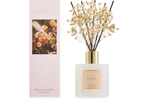 COCORRÍNA Raumduft 200ml mit 8 Duftstäbchen, Moroccan Amber, Natürliche ätherische Öle für einen Langanhaltenden, erfrischenden Duft, Home Duft für Wohnzimmer, Schlafzimmer, Badezimmer Dekoration