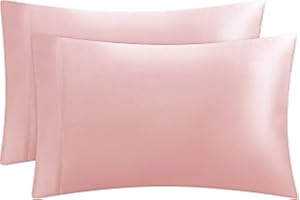 Juicy Couture silkesörngott för hår och hud, rosa king size-örngott set med 2 - silkeslena kylande örngott med kuvertstängnin