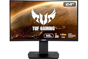 ASUS TUF Gaming VG24VQR - 24 Zoll Full HD Curved Monitor - 165 Hz, 1ms MPRT, FreeSync Premium - VA Panel, 16:9, 1920x1080, DisplayPort, HDMI, ergonomisch