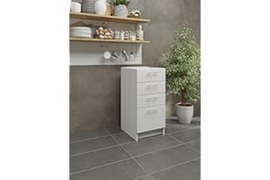 JD Greta Küchenschrank schmal mit Schubladen 40cm breit & 46,3cm tief (weiß) - Schubladenschrank Aufbewahrung - Küchen Vorratsschrank & Aufbewahrungsschrank - Kitchen Furniture & Cabinets