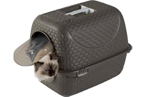 Bama Arenero Cerrado con Diseño de Ratán - Color Taupe - Pala Integrada - 41x50x39 cm - Práctico y Elegante