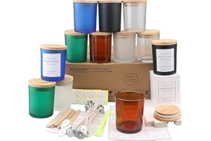 MILIVIXAY 12 Pack 12 OZ Multicolored Glass Candle Jars with Lids and Candle Making Kits - Bulk Empty Candle Jars for Making Candles - Spice, Powder Containers.(Multicolor-01)