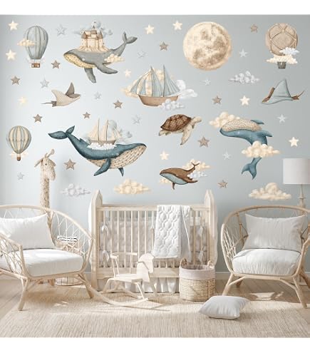 Autocollants Muraux Sous-marin – Poissons, Baleines, Tortues, Algues Pour Chambre Enfant | Stickers Déco Faciles à Poser - 8