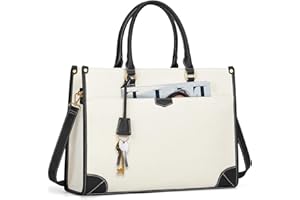 IGOLUMON Handtasche Shopper Damen Groß Canvas Laptop Tasche 15,6 Zoll Schultertaschen Groß Tote Bag Arbeitstasche Notebooktasche Bürotasche für Büro Schule Reisen,Schwarz