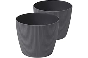 ‎TYMAR Tymar Blumentopf, 2er-Pack, Runde Form, Übertopf ((2pack) Anthrazit, ø 21 cm)