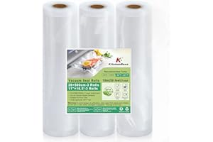 KitchenBoss Sac Sous Vide Alimentaire：Rouleau Sous Vide Alimentaire Convient à L'appareil de Mise Sous Vide, Sacs Sous Vide Gaufrés sans BPA, Sachet Sous Vide Alimentaire, 3 Rouleaux 28x500cm