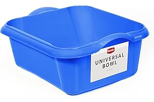 Hastic Bacinella Plastica Rettangolare 8L - Bacinelle in Plastica Universali e Resistenti (33x28,5x14cm) - Per Lavare i Piatti, Trasportare il Bucato - Blu
