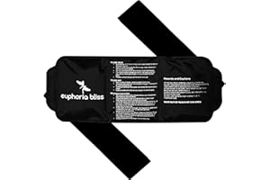 EUPHORIA BLISS Reusable Hot & Cold Ice Pack Gel Wrap for Therapy Pain Relief with Straps - Fits Any Body Parts - Flexible After Frozen - Back, Shoulders, Neck, Waist, Wrist, Arms, Ankle, Calves 14'' X 6'' (Black)