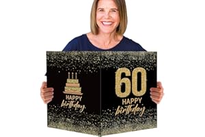 BOFUNX Tarjetas de Felicitación 60 Cumpleaños Postal Original Grande Carta Felicitaciones Regalo para Feliz 60Años a Familias Amigos 55x35cm