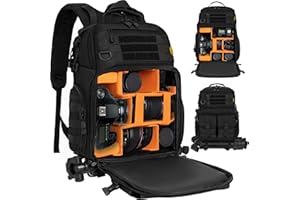 OUUTMEE Sac à Dos pour Appareil Photo avec Compartiment pour Ordinateur Portable de 15.6 Pouces, Sac Étanche pour Appareil Photo pour DSLR/SLR Compatible avec Canon, Nikon, Insert Rembourré Amovible