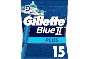 Gillette BlueII Plus Engångsrakhyvlar För Män 15 st, Rakhyvel Med 2 Blad, Fast Huvud, Lubrastrip