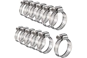 HOTOP Lot de 12 colliers de serrage réglables en acier inoxydable