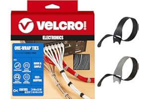 VELCRO BRAND Velcro Kabelbinder, Vorteilspack, 150 Stück, ersetzen Sie Kabelbinder durch wiederverwendbare Riemen, reduzieren Sie Abfall, für Kabelmanagement und Kabel-Organizer, 20,3 x 1,27 cm, dünnes