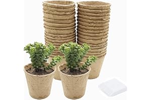 LWMLWM 60 Stück Abbaubare Anzuchttöpfe, 8cm Anzuchttöpfe Aussaattöpfe Pflanztopf Torftöpfe Runder Sämlingstopf Set mit 120 Stück Pflanzenetiketten