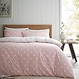 Catherine Lansfield Brushed Polka Dot Cotton Reversible King Duvet Cover Set with Pillowcases, Pink