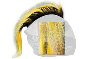 3T-SISTER Helmet Mohawk Hawk Cosplay Wig Helmet Accessory for Motorcycle Bicycle Ski Helmets Real Hair Decorations (Helmet not Included) (yellow)