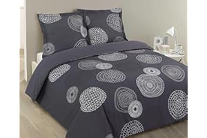 Vision - Pościel - Poszewka na kołdrę Fabrizio szara - 240x220cm z 2 poszewkami na poduszki - 100% bawełna