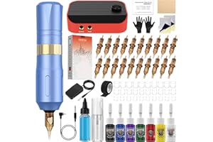 HAWINK Kit Tatuaje Completo Tatuaje Máquina con Tattoo Power Supply 20PCS Agujas de Tatuaje 7PCS Tinta Tatuaje, Completo Tattoo Máquina Kit