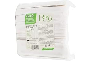 SUFE Bio 500 Palette IMBUSTATE Legno per Caffe' COMPOSTABILI H 11 X 0.5 Cm monouso biodegradabile EN13432 INCARTATE