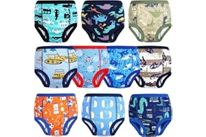 FLYISH DIRECT Calzones de Entrenamiento 10 Paquetes, Bragas de Aprendizaje Niños, 100% Algodón Absorbentes Pantalones de Entrenamiento para Niños 3 Años, Azul Claro