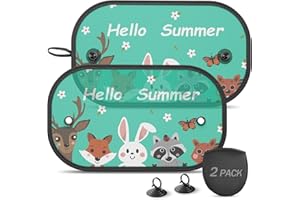 DIZA100 Lot de 2 pare-soleil de voiture universels pour bébé - Protection UV avec ventouses - 51 x 31 cm (motif : bonjour été)