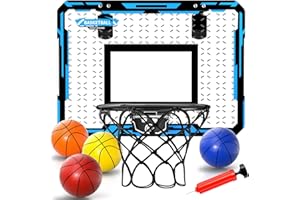 DOLOOWEE Basketball Hoop Indoor, Kids Basketball Hoop with 4 Balls, Over The Door Basketball Hoop for Kids and Adults, Basketball Toy Gift for Boys Girls Age 3 4 5 6 7 8 9 10 11 12 Years