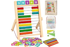 VingaHouse Trä kulram för barn, små räkningar montessori-leksaker, 10 färgglada pärlor, 80 kort + 100 räkningsstänger, lämpliga som lärande leksaksgåvor till barn