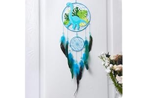 Beinou Traumfänger Kinder Dinosaurier Dreamcatcher Gross Federn Handgemachte Wandbehang Dekoration Dream Catcher Geschenk für Jungen Mädchen Kinderzimmer Schlafzimmer Deko