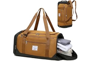 Laripwit Sporttasche Herren, 40L Reisetasche Rucksack Trainingstasche mit Schuhfach & Nassfach, Wasserdicht Sport Gym Fitness Tasche Weekender Tasche Rucksack Damen, Braun