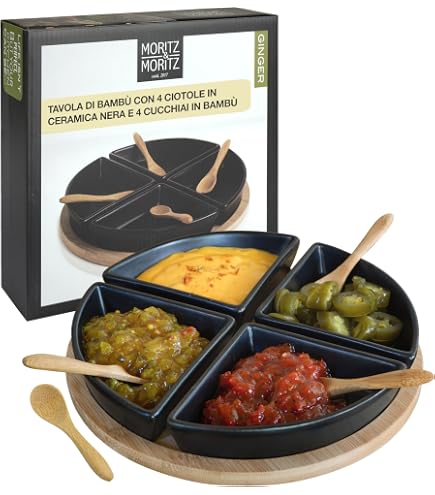 Contenitore Per Snack Con 8 Scomparti E Coperchio - Ciotola Portatile Con Manico E 5 Forchette In Acciaio, Ideale Per Picnic, Frutta E Dolci (30,9x24x6,7 Cm)