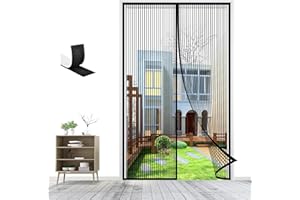 LRHRHR Moustiquaire Porte Magnétique, Auto-Adhésif Rideau en Maille, Fermeture Automatique, sans Perçage, pour Couloirs Patio Portes-Black-A|| 70x200cm(27x78inch)