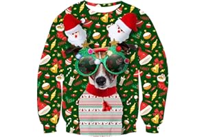 XUMPLO Enfants Moche Noël Sweatshirts Garçons Filles 3D Imprime Pull De Noël Enfant Manches Longues Pull De Noël Drôle Haut