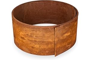 UNIGARDIA Bordura Acero Corten 10 m - Borduras Jardin Metálica 20 cm de Alto, 1 mm de Grosor - Fácil de Instalar - Separador Jardín Exterior con Pátina de Óxido, Incluye 1 Par de Guantes