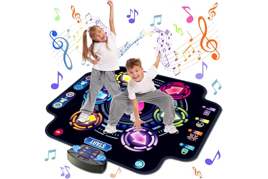 KIZJORYA Dance Mat for Kids, Electronic Light-up Dance Pad with Wireless Bluetooth 5 Speeds 9 Levels, Dancing Mat for Toddlers Music Game Dance Toy for Girls Boys 3 4 5 6 7 8 9 10+ Year Old