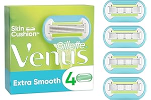 ‎GILLETTE VENUS Gillette Venus Extra Smooth Rasierklingen für Rasierer Damen, 4 Ersatzklingen für Damenrasierer mit 5-fach Klinge, für eine extrem gründliche Rasur