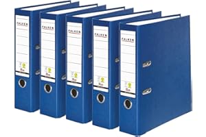 Falken lot de 5 classeurs en plastique PP-Color Végan. Fabriqué en Allemagne. 8 cm, DIN A4, bleu