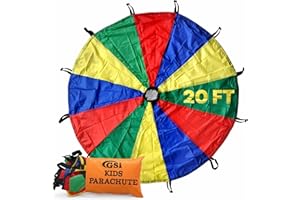 GSI Kids Play Parachute Arcobaleno Paracadute Giocattolo della Tenda del Gioco per i Bambini Gymnastic cooperativa Play e Parco Giochi all'aperto attività 20 Piedi