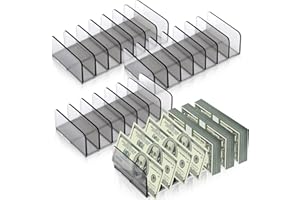 XUWAIDSGN Geldfächer, 4 Stück, Acryl, Grau, durchscheinend, Geldaufbewahrung, Organizer, 7 Fächer, Trennwände, Acryl, Geld-Organizer, transparente Rechnung, Geld-Trenner, Geld-Tablett für Bargeld