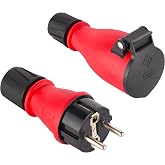 Electraline 92383 Pack of 1 Schuko Plug Plug + 1 Professional Air Base, IP54 Protection, with Retainer Screw for Easy Wiring,