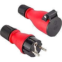 Electraline 92383 Packung mit 1 Gummi-Stecker + 1 Schuko-Steckdose IP54, mit automatischer Federabdeckung für den…
